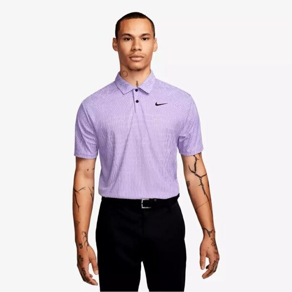 Nike Dri-Fit ADV Tour Purple Textured Polo Golf Shirt - Picture 1 of 9